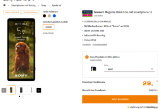 Sony Xperia 10 V + Sony Playstation 5 Slim + freenet Telekom Magenta Mobil S mit 10 GB 5G