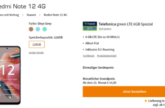 Saturn Tarifwelt: Xiaomi Redmi Note 12 4G + freenet Telefonica green LTE 6GB für 7,99 € / Monat + einmalig 46,93 €