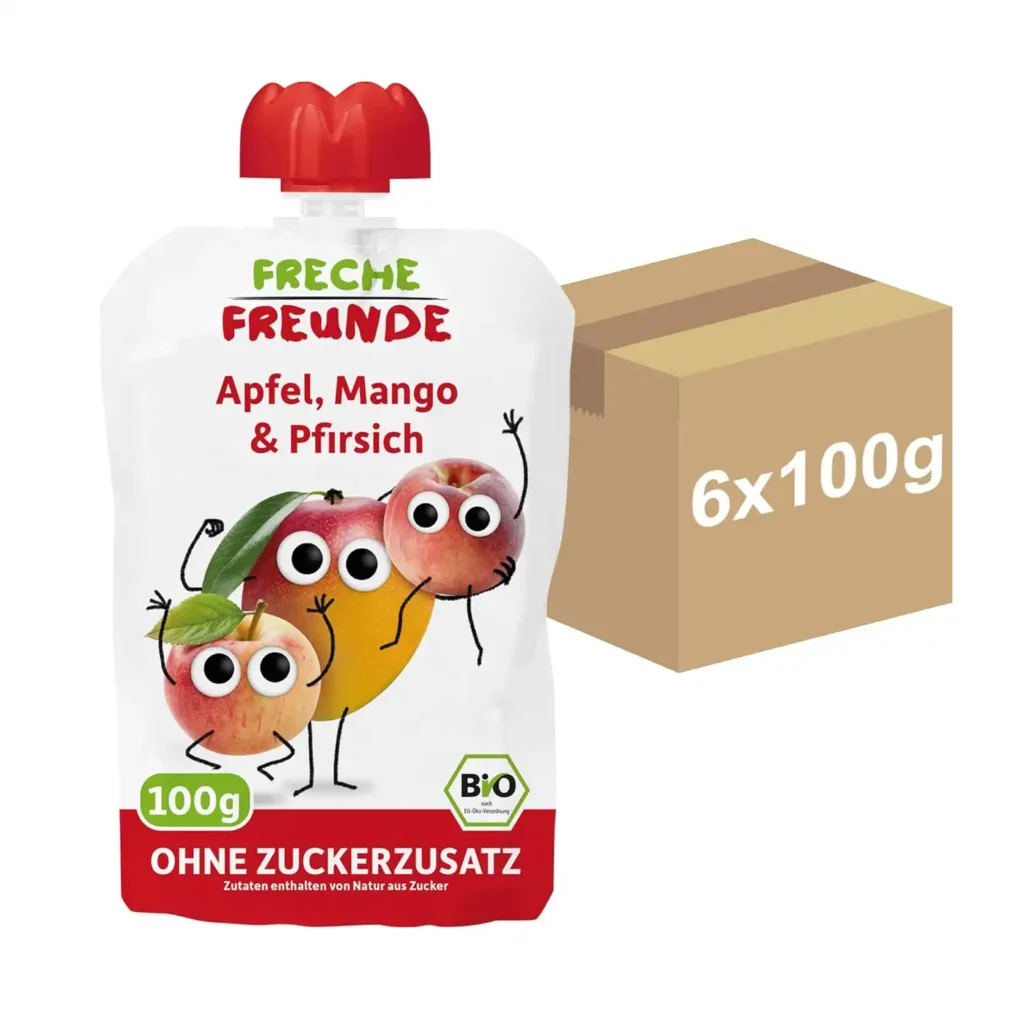 FRECHE FREUNDE Bio Quetschie Apfel, Mango &amp; Pfirsich 6er Pack für 4,33 ...