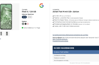 starmobile: Google Pixel 8 + congstar Allnet Flat M mit 22 GB LTE für 22,00 € / Monat + 264,90 € einmalig