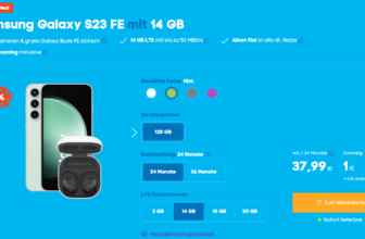 Blau: Samsung Galaxy S23 FE + Samsung Buds FE + Blau Allnet-Flat 14 GB LTE für 37,99 € / Monat + 5,99 € einmalig