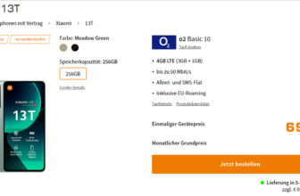 Saturn Tarifwelt: Xiaomi 13T + o2 Basic 10 4 GB LTE für 9,99 € / Monat + einmalig 109,98 €