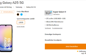 Saturn Tarifwelt: Samsung Galaxy A25 5G + Super Select M 13 GB LTE für 12,99 € / Monat + 73,94 € einmalig