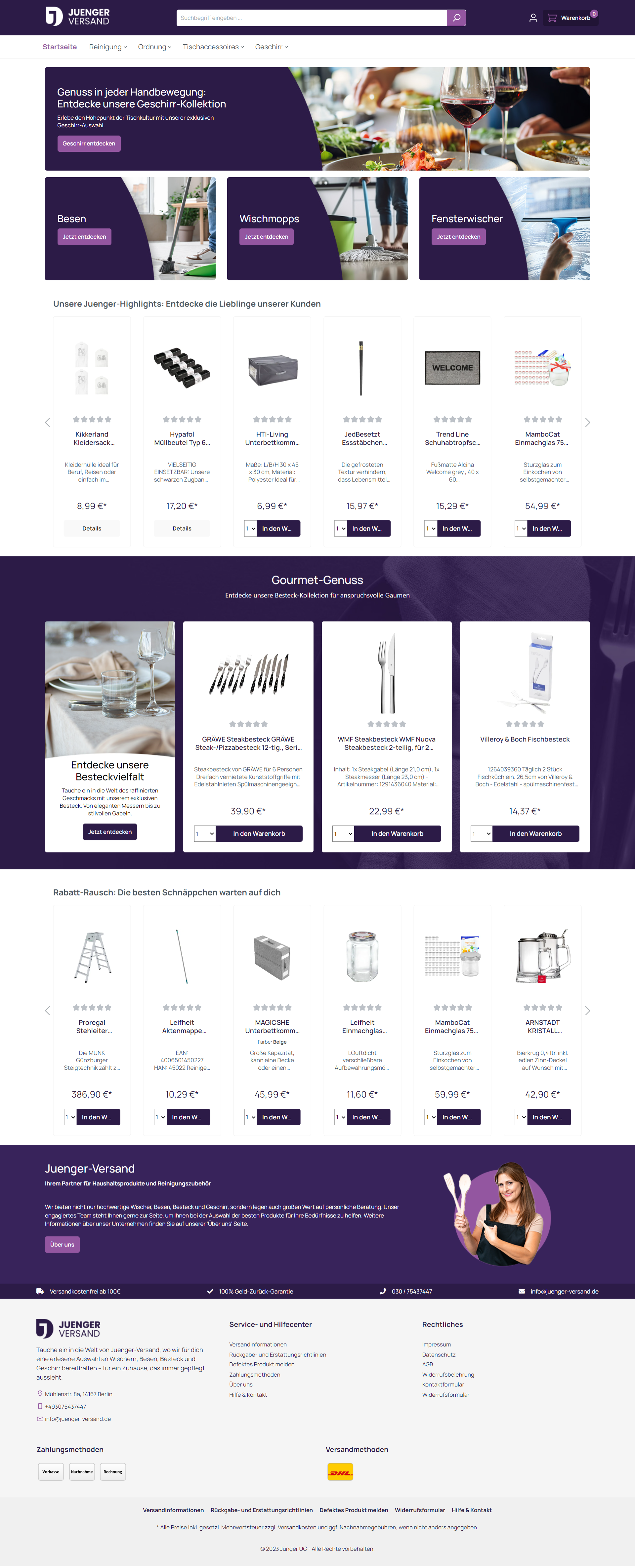 Screenshot juenger-versand.de Screenshot Juenger-Versand.de
