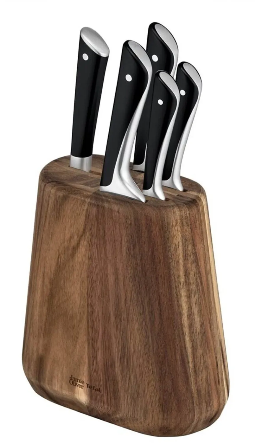 Tefal by Jamie Oliver Messerset mit Messerblock (5-teilig) für 79,99 € inkl. Versand (statt 108,53 €)