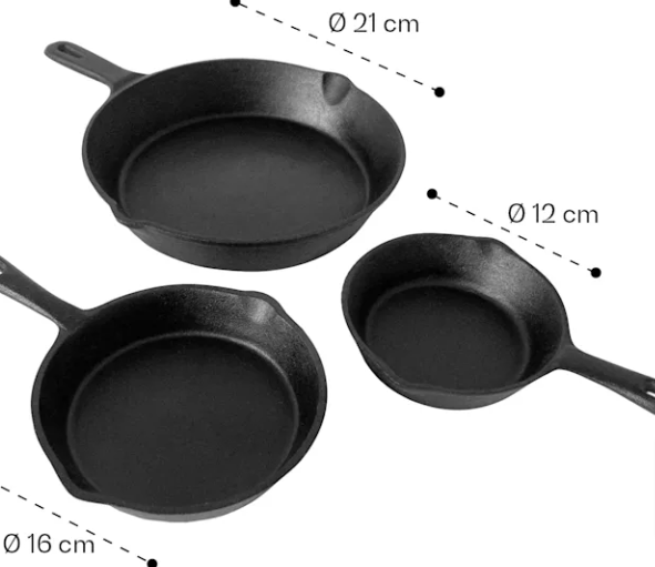 Klarstein Parthenaise Gusseisen Bratpfannen 3er-Set für 27,74€ inkl. Versand statt 43,00€