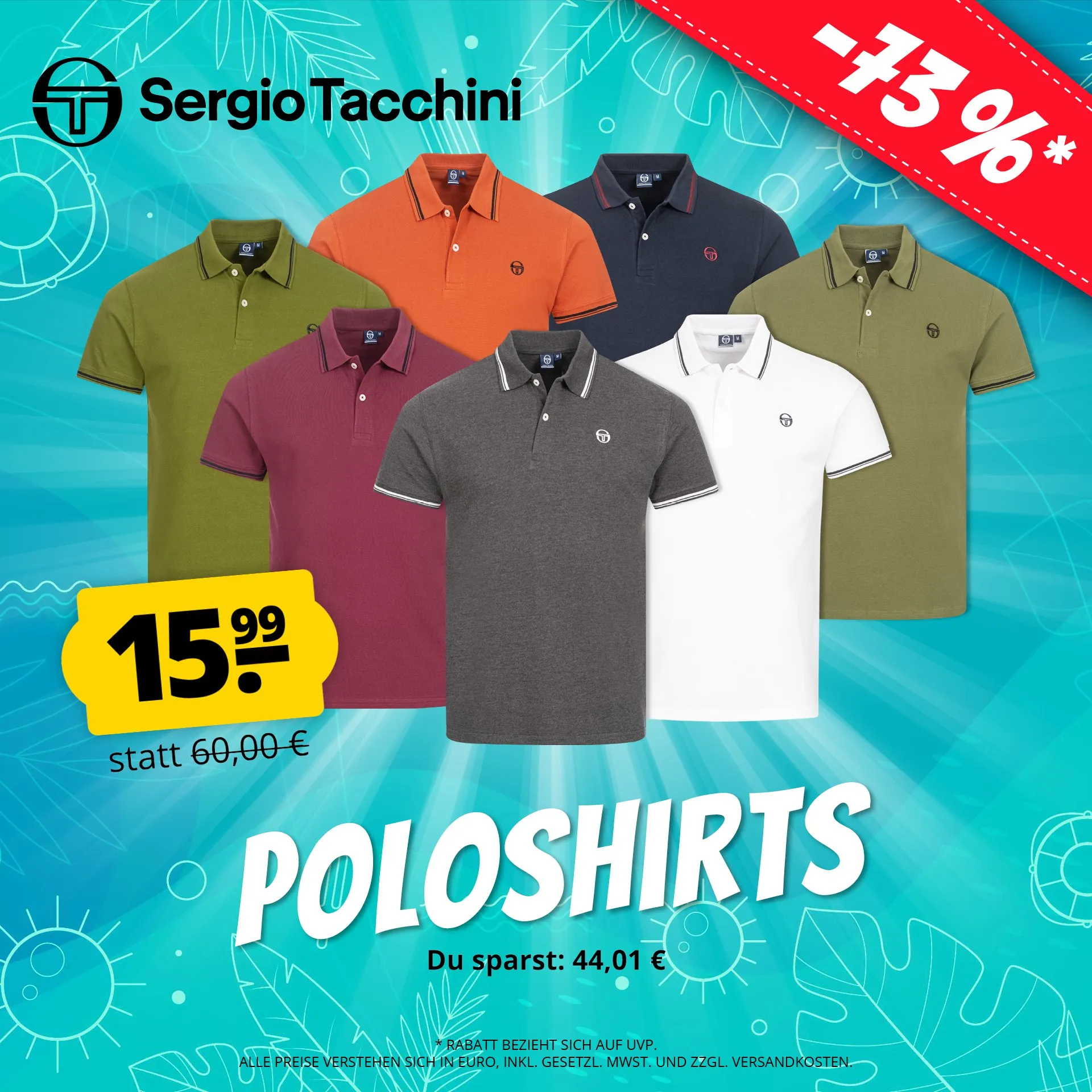 Sergio Tacchini Stripe Iconic Herren Polo-Shirt (6 Farben, Gr. S bis 2XL) für 19,94 € inkl. Versand