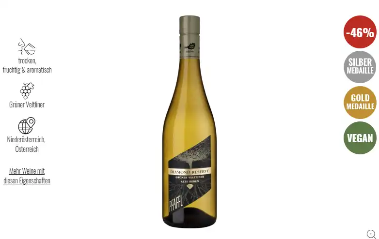 6 Fl. Diamond Reserve Grüner Veltliner Alte Reben 2023 für 49,84 € inkl. Versand