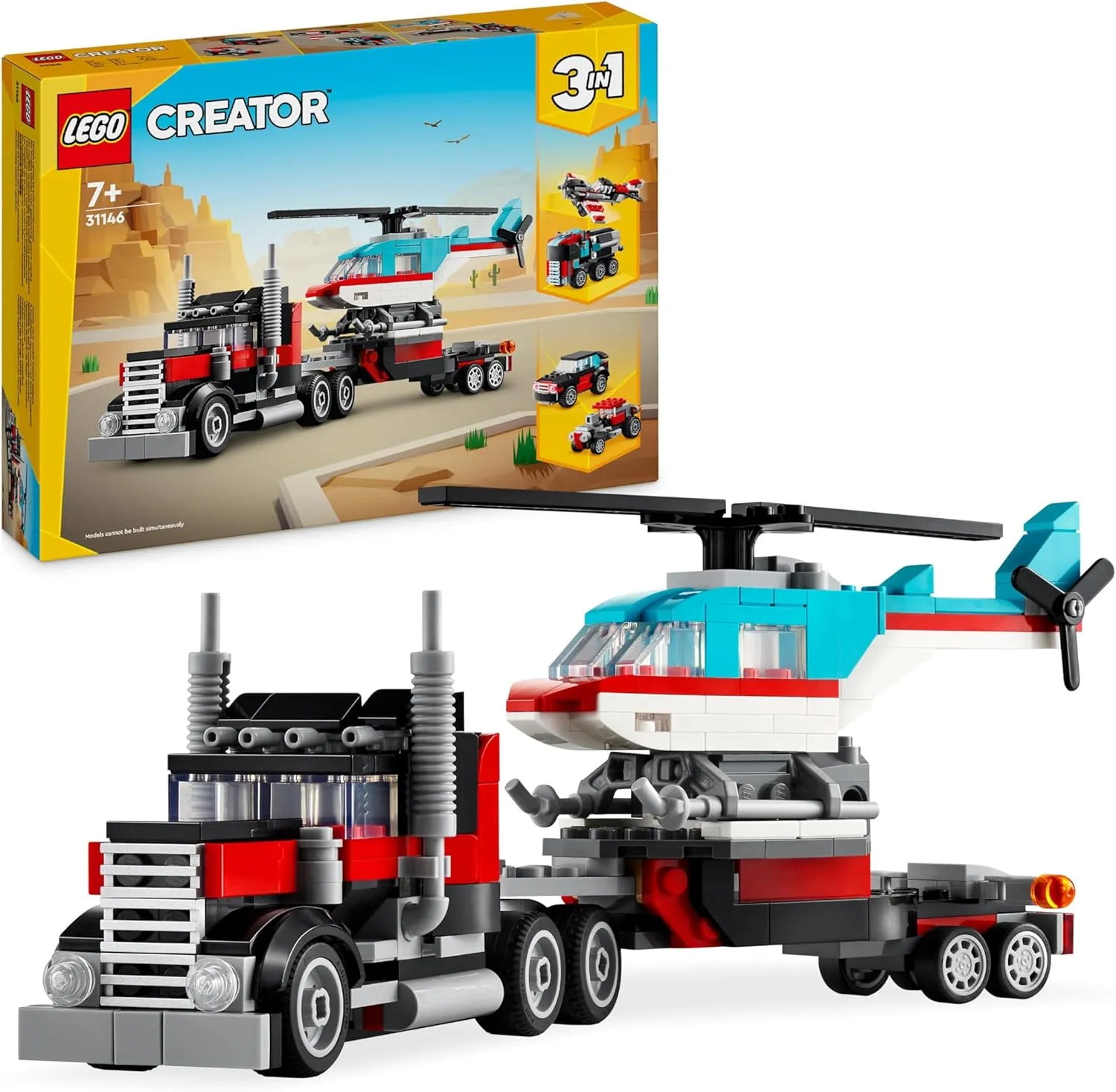 LEGO Creator 3-in-1 – Tieflader mit Hubschrauber (31146) für 11,99 € inkl. Prime-Versand