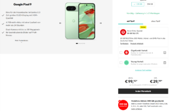 Sparhandy: Google Pixel 9 + Vodafone Smart Entry Spezial 20 GB 5G + 999 GB für 29,99 € / Monat