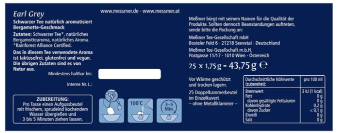 Schnäppchen, Deals Und Rabattcodes Des Tages - Messmer Earl Grey Teebeutel