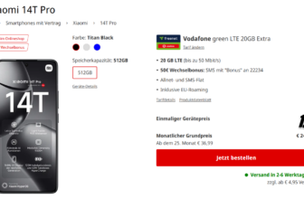 MediaMarkt Tarifwelt: Xiaomi 14T Pro + freenet Vodafone green LTE 20GB für 24,99 € / Monat + 45,94 € einmalig