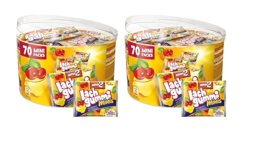 2x Nimm2 Lachgummi Minis Runddose (2 x 735g – 2 x 70 Mini Packs) für 11,02 € inkl. Prime-Versand (statt 13,78 €)