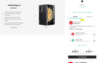 Sparhandy: Honor Magic V2 + Vodafone Smart Lite Spezial 35 GB 5G für 34,99 € / Monat + einmalig 96,93 €