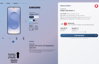 starmobile: Samsung Galaxy S25 + Telekom WiZ WLAN LED-Lampe E27 + Vodafone Smart Lite 35 GB 5G für 34,99 € Monat + 134,90 € einmalig