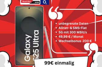 Galaxy S25 Ultra (512GB) für 99€ + Unlimited Daten (5G) für 49,99€ mt. + 200€ Bonus