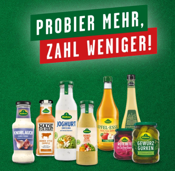 Kühne 2-für-1 Aktion: Kaufe zwei Produkte, erhalte das Geld für eins zurück (ab 03.03.2025)