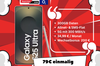 MediaMarkt Tarifwelt: Samsung Galaxy S24 Ultra + o2 Mobile XL 300+ GB 5G für 34,99 € / Monat + 79€ einmalig