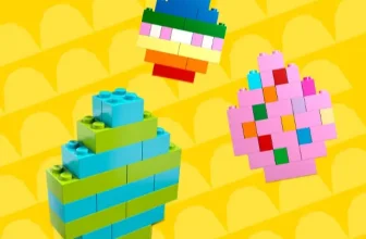 Kinder suchen Ostereier in einem LEGO® Store während der Aktion.