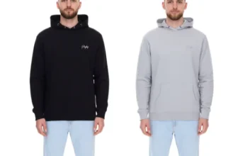 Schnäppchen, Deals und Rabattcodes des Tages - PLAYBOY Herren Baumwoll Pullover Langarm Shirt mit Kapuze Hoodie Schwarz oder Grau meliert