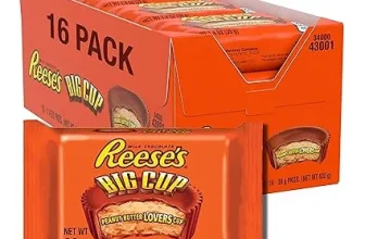 Reeses Big Cup Standard Bar - Großer Erdnussbutter-Cup-Riegel: 16 Stück (16 x 39 g) für 13,59 € inkl. Prime-Versand (statt 19,99 €)