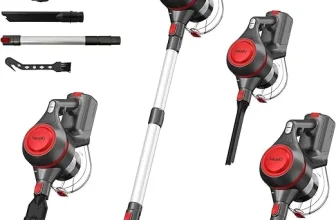 VacniQ Akku Staubsauger Freistehender Kabellos Staubsauger Akku Sauger 35000Pa 999% HEPA-Filter 3-in-1ür Hartböden Teppiche Tierhaare Super Leise (rot grau) für 69,00 € inkl. Versand (statt 129,00 €)