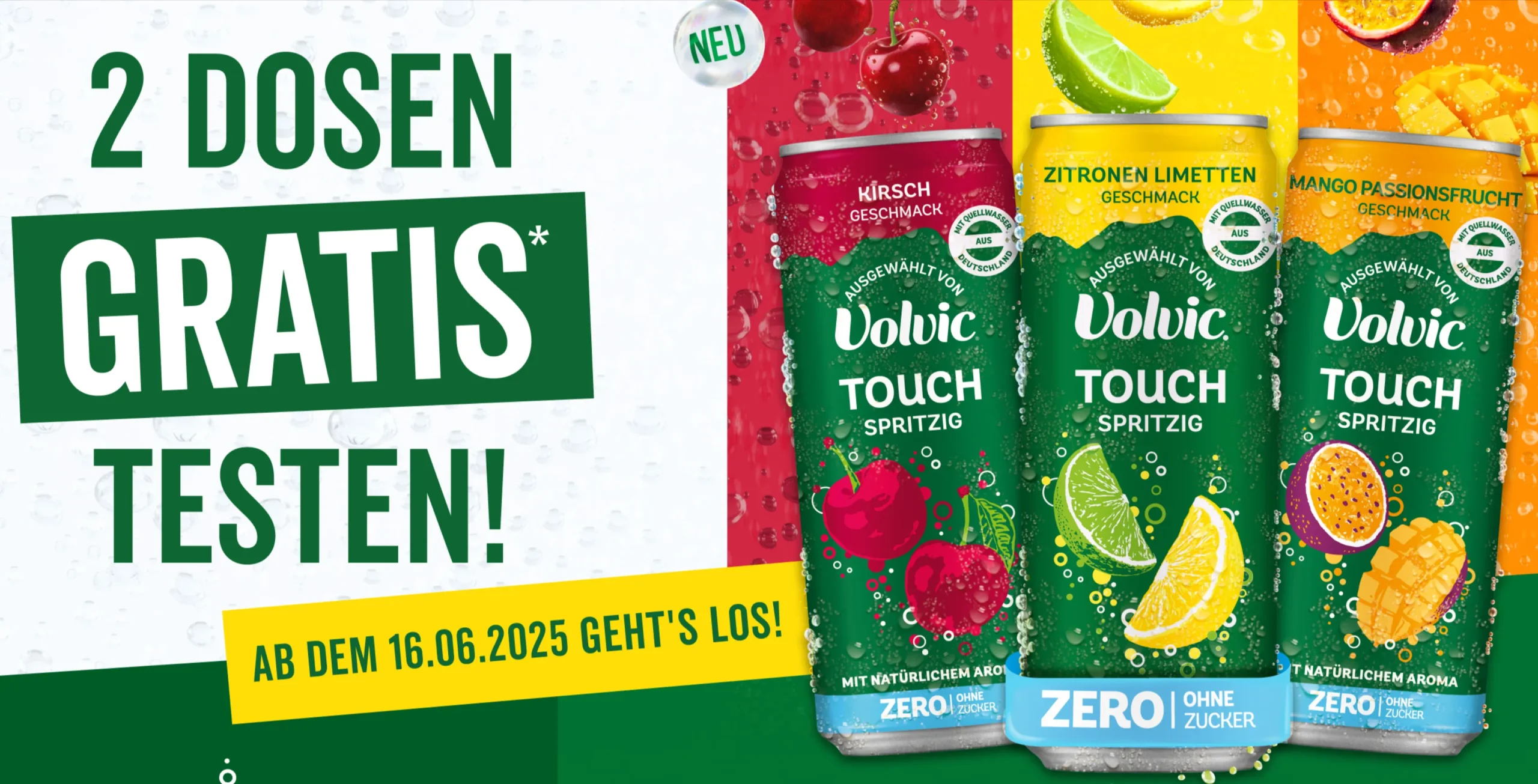 Schnäppchen, Deals und Rabattcodes des Tages - Volvic Touch Spritzig Zero gratis testen dank Cashback