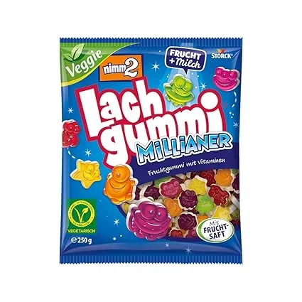 nimm2 Lachgummi Millianer – 1 x 250g – Vegetarisches Fruchtgummi mit Fruchtsaft Vitaminen und Milch (1x250g) für 1,29 € inkl. Prime-Versand (statt 1,49 €)
