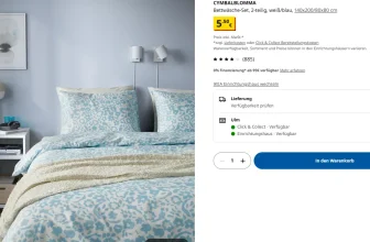 IKEA CYMBALBLOMMA Bettwäsche-Set (2-teilig, weiß/blau, 140x200/80x80) für 5,50€