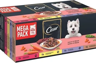 🐕 Cesar Selektion in Sauce Premium Hunde Nassfutter im Portionsbeutel (4 Varietäten 40x100g) ab 13,10 € inkl. Prime-Versand (statt 17,54 €)