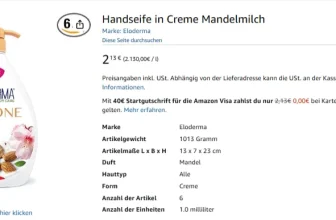 Preisfehler? 6 mal Handseife in Creme Mandelmilch für 2,13 € inkl. Prime-Versand