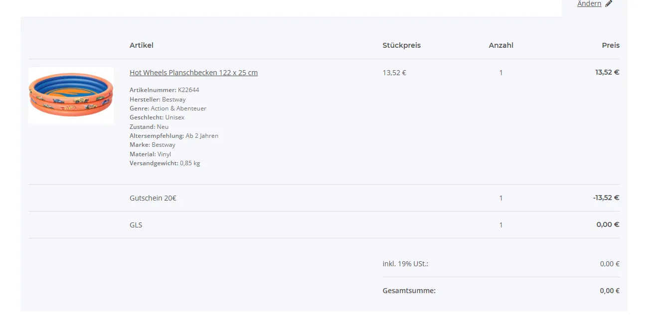 Preisfehler/ Gutscheinfehler: 20 € Rabatt auf alles bei KOKA-SHOP z.b.  Hot Wheels Planschbecken (122 × 25 cm) komplett kostenlos