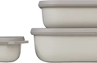 Mepal – Multischale Cirqula Rectangular 3-teiliges Set – Vorratsdosen mit Deckel 500 1000 & 2000 ml – Nordic White für 17,00 € inkl. Prime-Versand (statt 33,99 €)