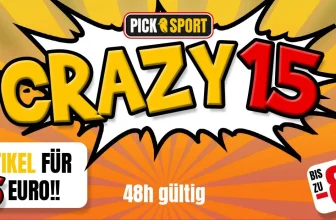 Picksport Festpreis Sale: Über 200 Produkte für je 15 € zzgl. 4,99 € Versand + 5,5 % Newsletter-Rabatt
