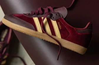Adidas Originals – Samba Og – Sneaker aus Samt in Burgunderrot und Gelb (Gr. 36 bis 48) für 84,00 € inkl. Versand (statt 120,00 €)