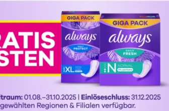 Always Slipeinlagen gratis testen – Jetzt 100 % Cashback [Aldi Nord oder Süd]