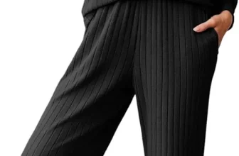 Ekouaer Damen Schlafanzug Lang Gerippt (5 Farben, Gr. S bis XXL) für 20,99 € inkl. Prime-Versand