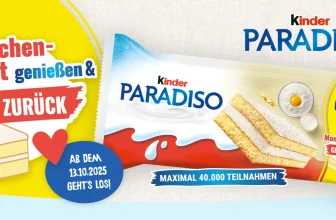 Gratis Testen: Kinder Paradiso mit 100% Cashback