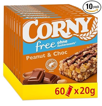 Corny Müsliriegel free ohne Zuckerzusatz Erdnuss-Schoko 60er Pack (60x20g) ab 16,13 € inkl. Prime-Versand (statt 22,90 €)