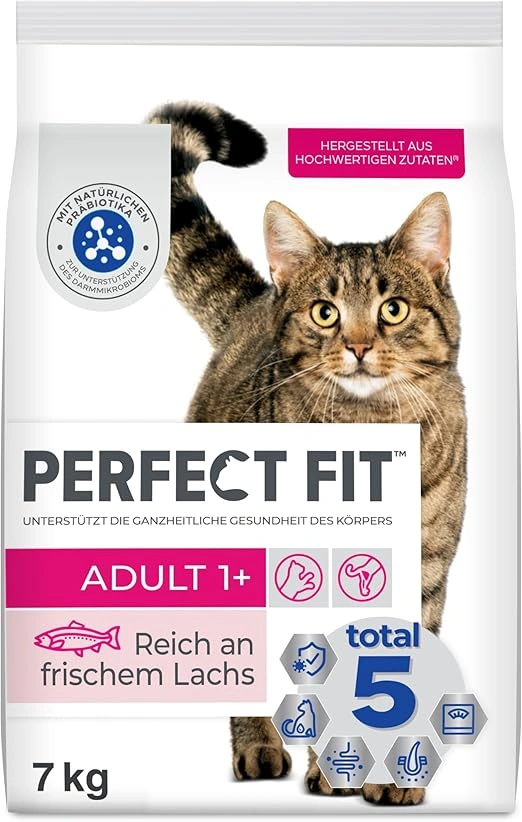Perfect Fit Adult 1+ Katzen-Trockenfutter Lachs 7kg ab 22,39 € inkl. Prime-Versand