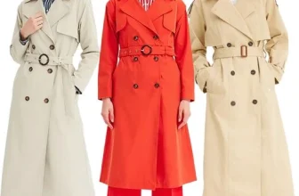Stilvoller Damen Mantel im Trenchcoat-Stil mit Reverskragen 903663 (Gr. 42 bis 52 in Khaki Beige oder Rot) für 12,98 € inkl. Versand (statt 24,99 €)