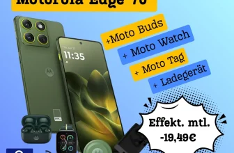 Motorola Edge 70 mit 25 GB im Telefónica-Netz für 14,99€ mtl. + Buds, Watch, Tag & Ladegerät