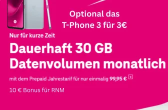 MagentaMobil Prepaid Jahrestarif im Telekom-Netz – 360 GB für effektiv 7,49€/Monat (30 GB im Monat)