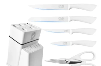 XYJ Authentic Since 1986 Edelstahl-Küchenmesserset mit Messerhalter (7 in 1; 3 Farben) für 12,53 € inkl. Prime-Versand (statt 17,19 €)