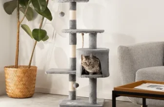 Kratzbaum für Katzen mit 2 Plüschbällen & Spielseil, 112 cm hoch