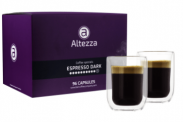Toll! 96 Altezza – Espresso Dark Roast Kapseln für Nespresso + 2 doppelwandige Kaffeegläser (260 ML)für 19,99€