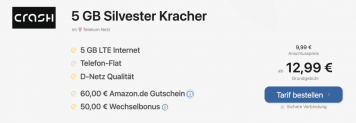 5 GB Telekom AllnetFlat 9,99€ einmalig 12,99€ Monat + 60€ Amazon.de Gutschein + 50€ Wechselbonus bei Rufnummernmitnahme