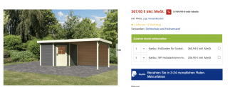 Preisfehler: Woodfeeling Gartenhaus Neuruppin 2 Set mit SD/SW 240 + 240 cm für 486,90 € inkl. Versand