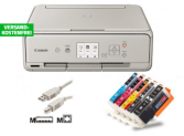 Canon PIXMA TS5053 grau Bundle mit 5 kompatiblen Patronen + USB Kabel für 46,67€ inkl. VSK