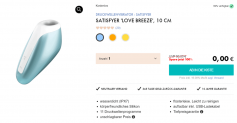 Eis DE: Satisfyer Love Breeve Druckwellenvibrator in Blau & 6 Gratisartikel für 0 € (MBW 29,95 €) 🍨